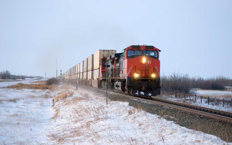 Train in the winter.