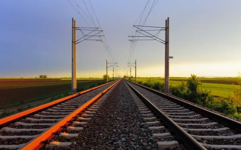 Railroad going off into the distance.