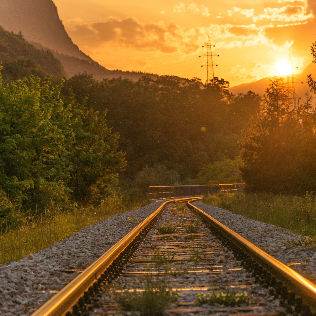 Train tracks going into the distance.