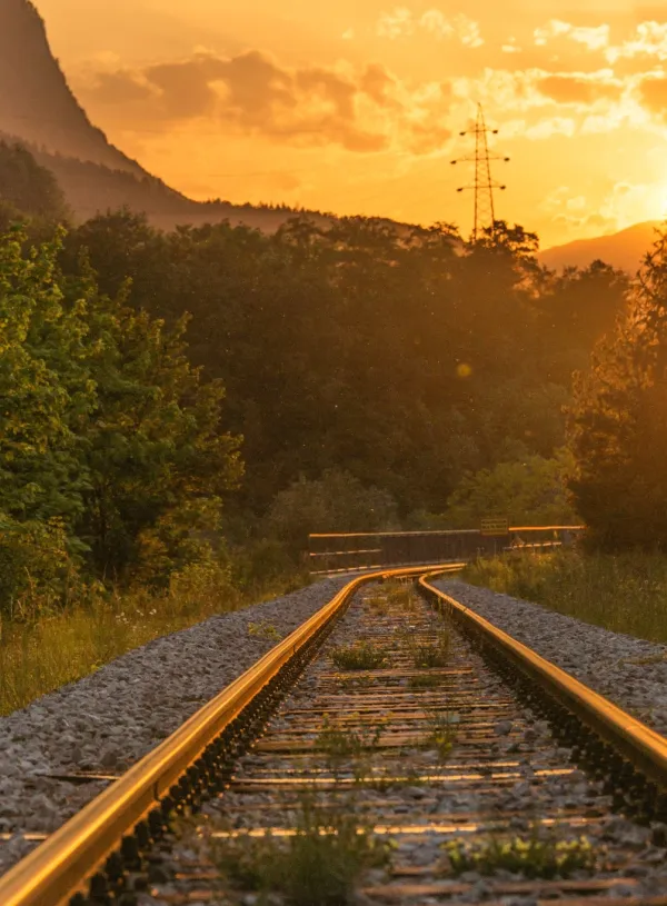 Train tracks going into the distance.